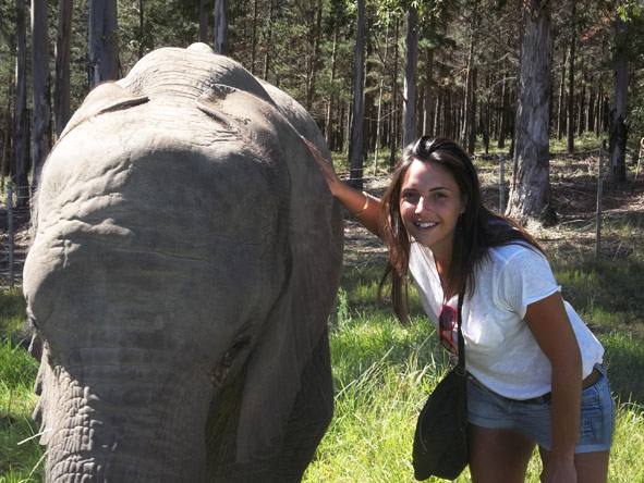 Kelly-Anne Blanchard - meeting one of the locals at Knysna Elephant Park